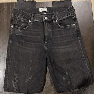 AGOLDE Sophie "Feel Good" Mid Rise Distressed Raw Hem Skinny Denim Jeans 28
